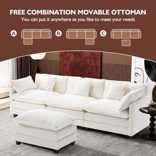 Ihanherry 111.4" L Shaped Modern Sofa Modular Sectional Cloud Couch with...
