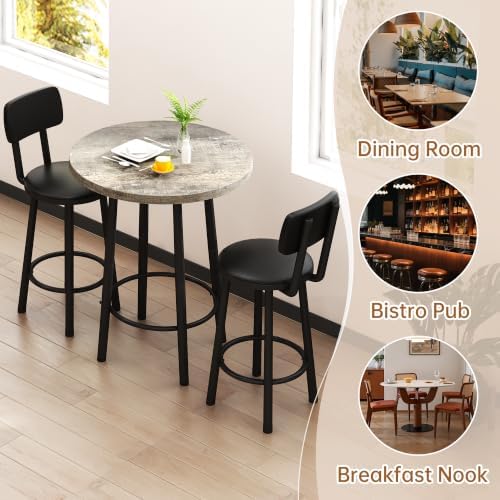 Recaceik 3‑Piece Pub Dining Set, Counter Height Modern Round Bar Table with W...