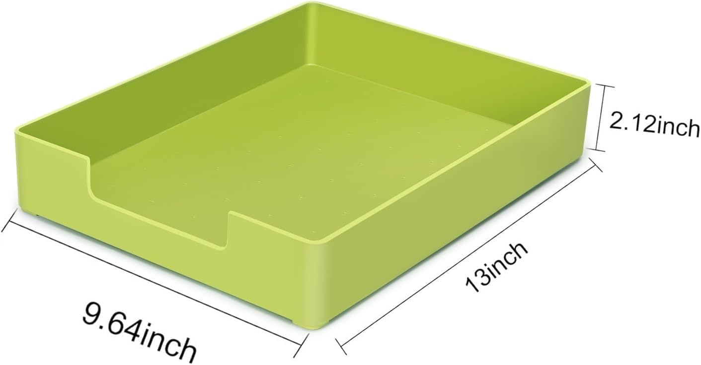 Letter-Size Tray, 2PCS A4 Plastic Stackable Paper Tray, Desk Drawer Organizer for Office, School, Home Storage, and Storage Containers for Christmas Ornaments, Gift Wrap (2X Green)