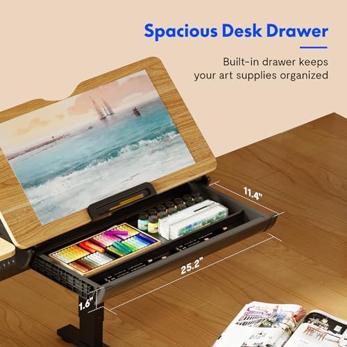 FLEXISPOT Electric Drafting Table Adjustable Height 47.2"x23.6" Sta...