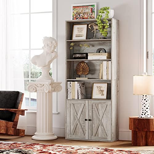 IRONCK Industrial Bookshelves and Bookcases with Doors Floor Standing 6 Shelf...