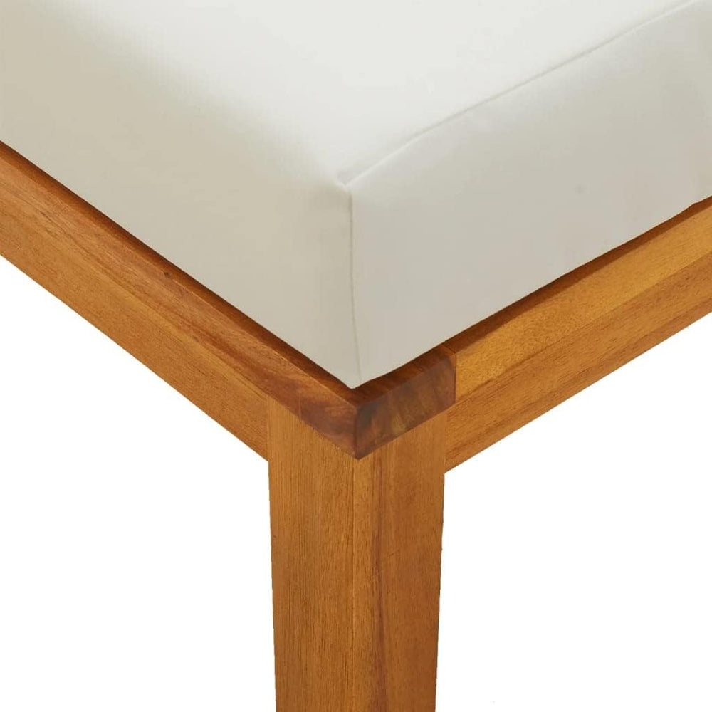 Solid Acacia Wood Garden Stools with Cushions 2 Pcs, 15.7x15.7x16.5 Inch Outd...