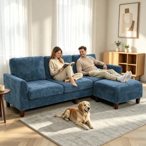 L Shaped Sectional Couch for Living Room, Modular Small Sofa with Ottoman | 9...