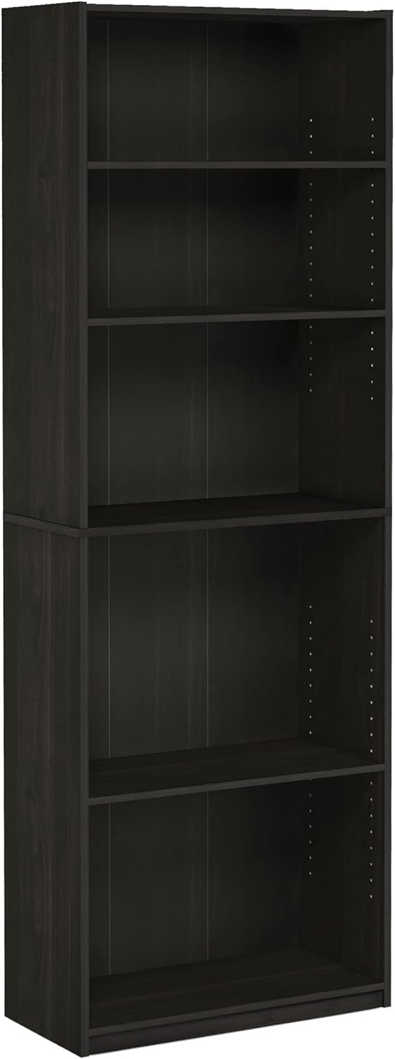 Furinno Jaya Book Shelf, 5-Tier Bookshelf, Tall Standing Bookcase with Adjust...