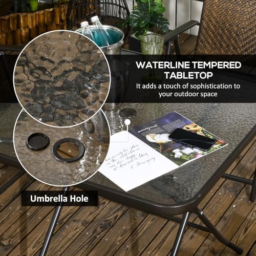 Outsunny 5 Pieces Wicker Patio Dining Set Foldable Dark Brown