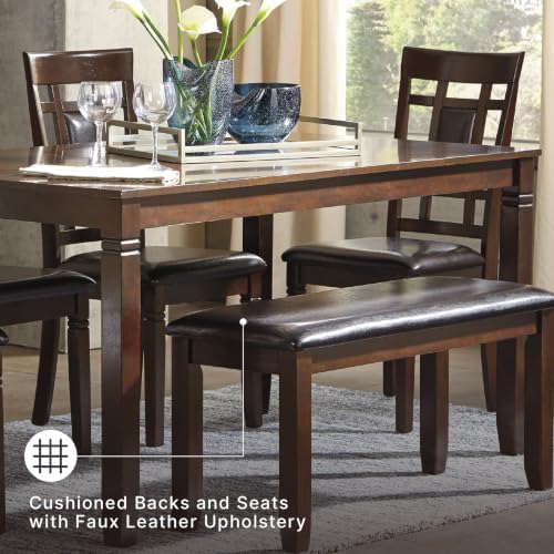 Signature Design by Ashley 6-Piece Dining Table Set with Bench, Dark Brown