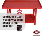 AFF 3990 Heavy-Duty Workbench, 61"" x 25"", 1,300 lb Capacity, Red