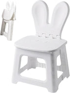 Kids Folding Chair, Rabbit Ear Back, Grey, 11In, Toddler Chair | Sturdy Heavy Duty Build, Cute Rabbit Ear Design, Great for Kitchen & Bathroom