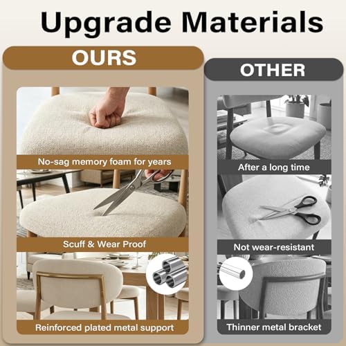 300LBS Dining Chairs Set of 6,Metal Kitchen Chairs,Modern Fabric Upholstered ...