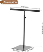 uxcell Necklace Display Stand Adjustable Height Jewelry Rack T Bar Tabletop Purse Holder for Home Boutique Store - Black