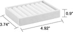 Frebeauty Stackable Jewelry Trays,Small Jewelry Organizer for Drawer,7 Slots Velvet Ring Organizer for Women,4.92 x 3.74 x 0.9 Inches(Set 2,White)