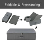 Pack of 3, Folding Under the Bed Storage Bins with Lids, Clothes, Shoes, Blanket, Bedding Closet Organizer Containers, Bedroom Storage Organizer Basket, Space Saving Organiser Bins, Light Gray