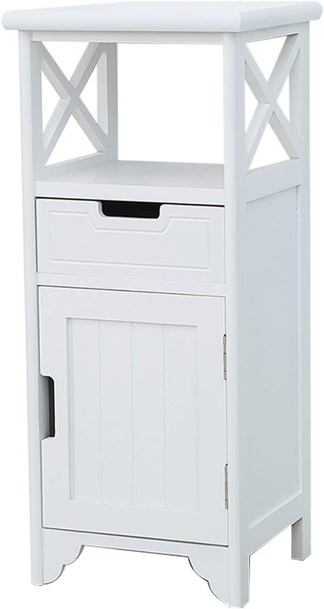 30" High Fully Assembled Nightstand with Drawer and Doors,Solid Wood,Whi...