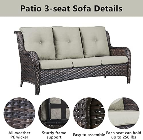 Belord 8 Piece Wicker Patio Furniture Set, Outdoor Swivel Rocker Chairs Set o...