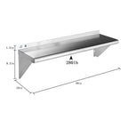 ROCKPOINT Stainless Steel Shelf 10 x 48 Inches 280lb, 2 Pack NSF Metal Commercial Shelves Wall Mount Floating Shelving with Backsplash for Restaurant, Kitchen, Home and Hotel, Silver