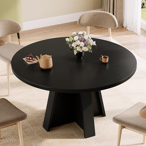 iPormis 47 Inches Round Dining Table for 4-6 People, Modern Wooden Kitchen Ta...