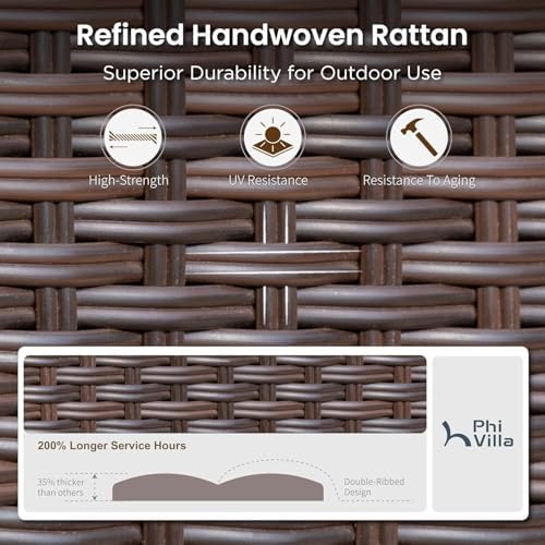 PHI VILLA Outdoor Dining Set for 8, Expandable Acacia Wood Table & Chairs