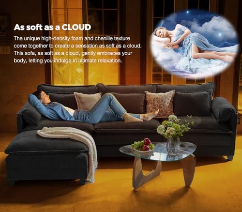 ELUCHANG 153" Oversized Modular Sectional Sofa, Comfy Chenille Cloud Cou...