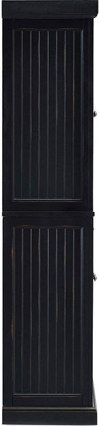 HomeStock Kitchen Pantry Cabinet - 30" Wide Storage - Distressed Black Finish