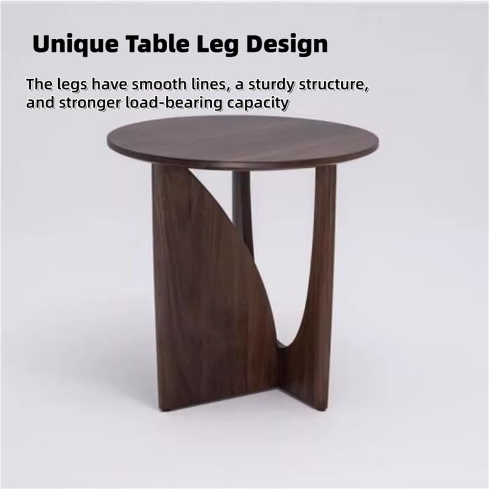 Wooden Round Side Table, Creative Small End Table for Small Spaces, Modern Ni...