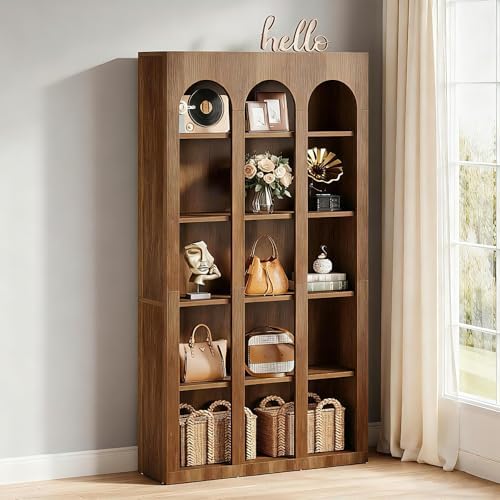 Tribesigns 5-Tier Arched Bookshelf, 70.87-Inch Mid Century Modern Bookcase