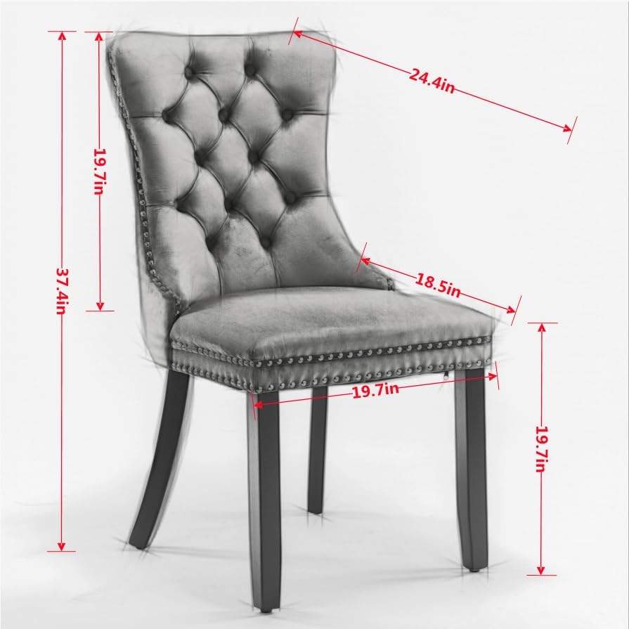 Bellemave Modern Upholstered Dining Chairs Set of 2, 2 Velvet Kitchen Dining ...