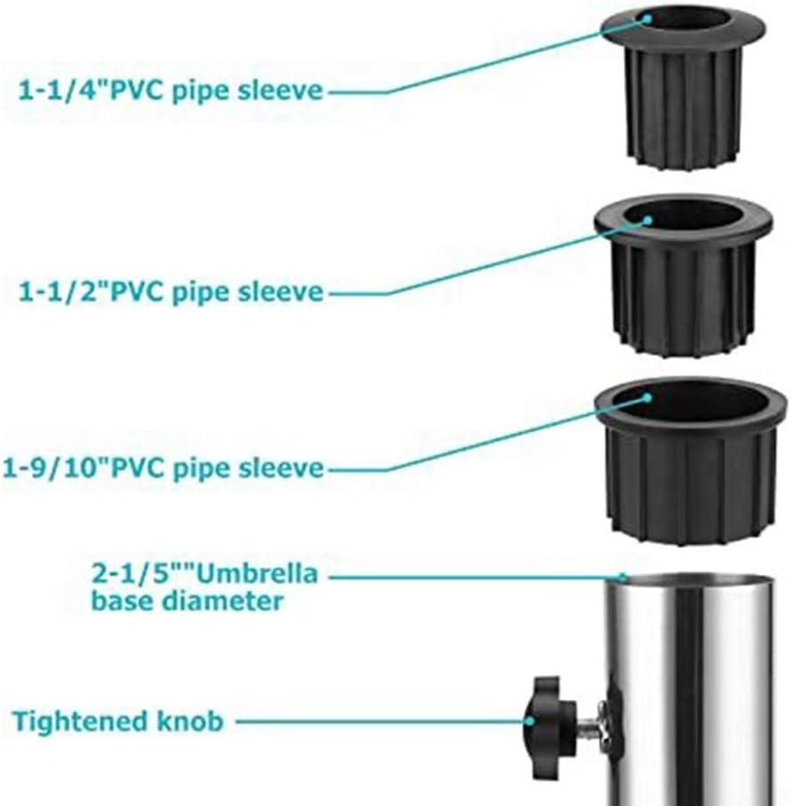 Granite Based Umbrella Stand for Outdoor Stability, Featuring Adjustable PVC Sleeves for Secure Fit