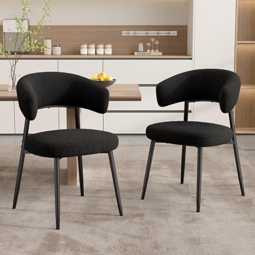 Dining Chairs Set of 6, Mid Century Modern Kitchen Chairs, Boucle Upholstered...