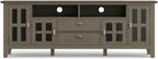 SIMPLIHOME Artisan SOLID WOOD 72 Inch Wide Transitional TV Media Stand in Natural Aged Brown for TVs up to 80 Inch, For the Living Room and Entertainment Center