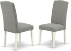 East West Furniture OXEN3-LWH-06 3 Piece Kitchen Table Set for Small Spaces Contains a Square Dining Room Table and 2 Dark Shitake Linen Fabric Upholstered Chairs, 36x36 Inch, Linen White