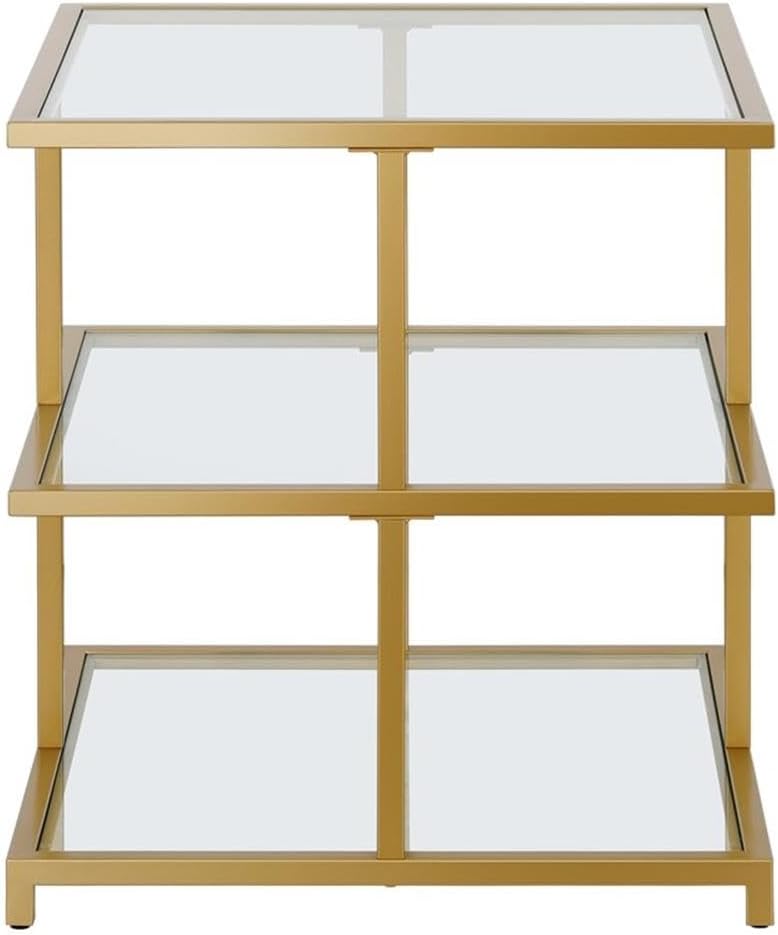 Pemberly Row Contemporary 22" Gold Finish Side Table, Handcrafted Metal ...