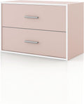 Homes: Inside + Out Apexa 2-Drawer Wooden Stackable Storage Drawers, Small Food Pantry Cabinet, Cajonera De Madera, Underbed Drawer Dorm Teen Room Decor & Bedroom, Home Office, Kitchen, Light Pink
