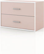 Homes: Inside + Out Apexa 2-Drawer Wooden Stackable Storage Drawers, Small Food Pantry Cabinet, Cajonera De Madera, Underbed Drawer Dorm Teen Room Decor & Bedroom, Home Office, Kitchen, Light Pink
