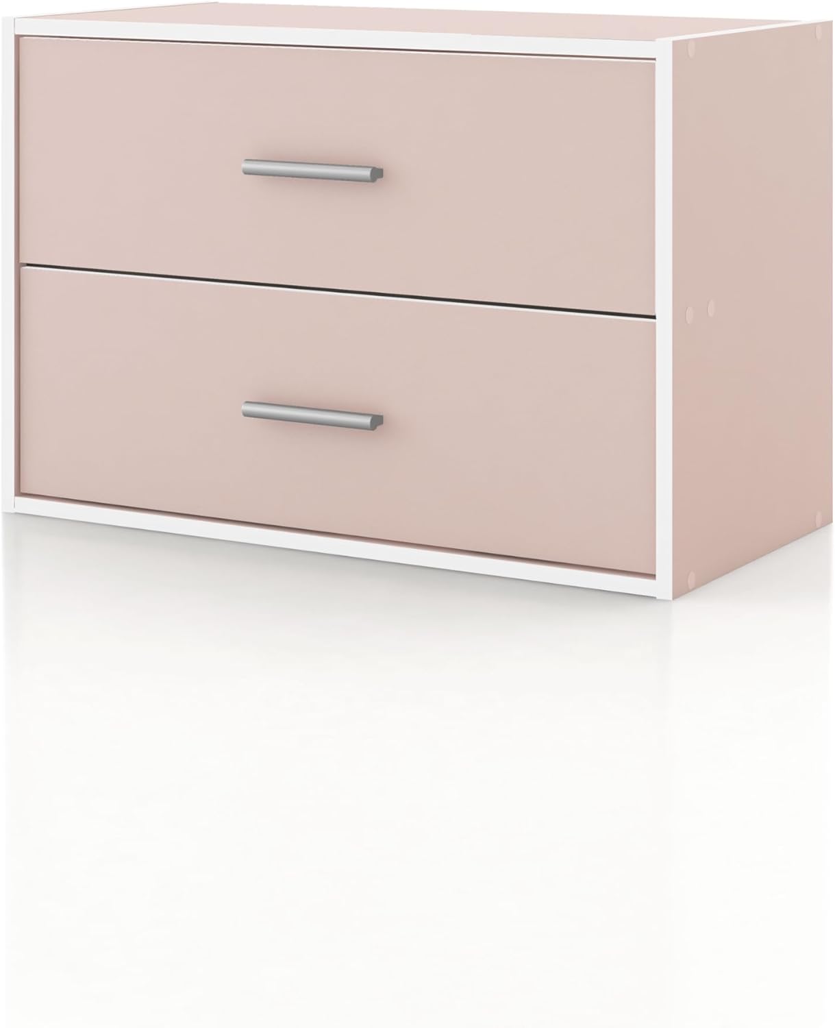 Homes: Inside + Out Apexa 2-Drawer Wooden Stackable Storage Drawers, Small Food Pantry Cabinet, Cajonera De Madera, Underbed Drawer Dorm Teen Room Decor & Bedroom, Home Office, Kitchen, Light Pink