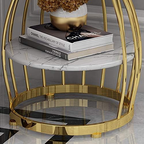 Telephone Table, Nordic Modern 2-Tier Side Table Living Room Marble Round Tel...