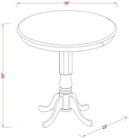 East West Furniture JACF5-OAK-W 5 Piece Counter Height Dining Set Includes a Round Dining Table with Pedestal and 4 Kitchen Chairs, 36x36 Inch, Oak
