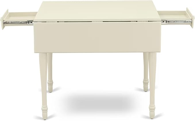 East West Furniture MZAV3-LWH-W 3 Piece Dinette Set for Small Spaces Contains a Rectangle Dining Table with Dropleaf and 2 Dining Chairs, 36x54 Inch, Linen White