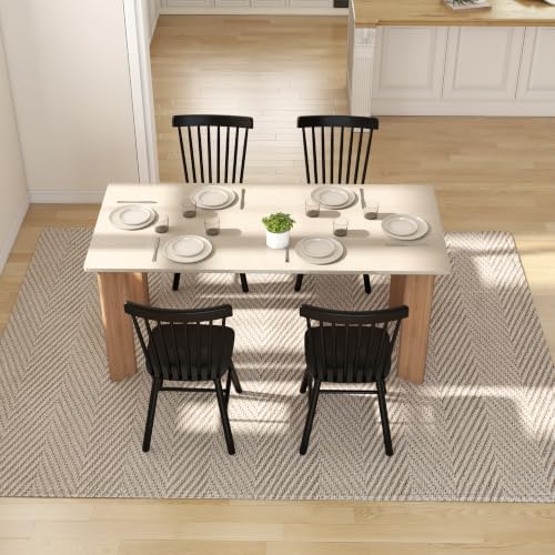 Windsor Dining Chairs Set of 6, Spindle Back Wooden Chairs