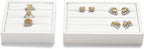 White PU Leather 3-Slots Jewelry Ring Display Tray Showcase Small Jewelry Display Organizer Tray for Rings(M)