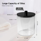 SheeChung 3 Pack 50 Oz Large Apothecary Jar with Bamboo Lid, Laundry Pods Container, Storage Jars for Bathroom Organization, Plastic Canisters with Cute Stickers Spoons(Black)