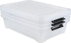 3-Pack 20 Quart Plastic Wheeled Latching Storage Boxes, Stackable Underbed Organizer Bins with Lid, Clear