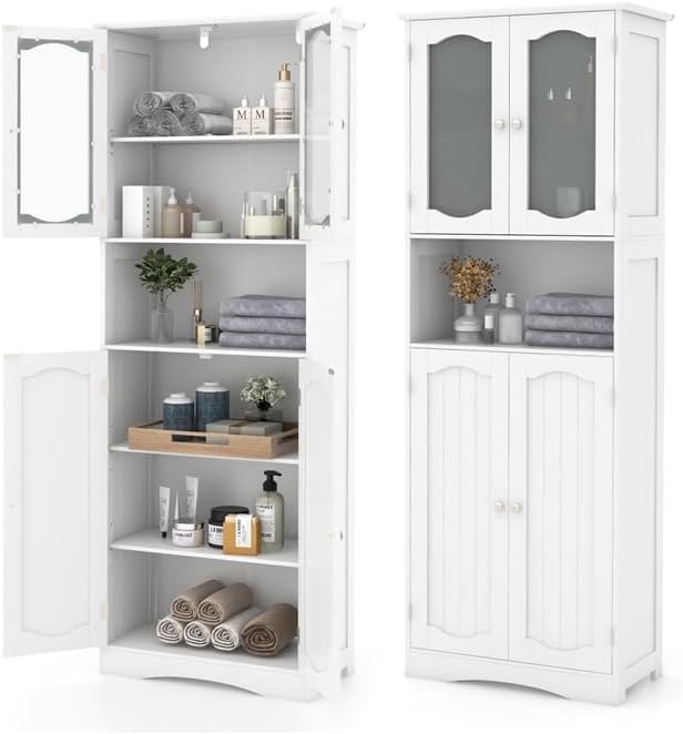 NAFORT Tall Storage Cabinet, Freestanding Cupboard with Adjustable Shelves, F...