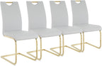 Goujxcy Dining Chairs Set of 4, Modern High Back Kitchen Chairs with Metal Legs and Faux Leather Padded Seat Upholstered Dining Chairs for Dining & Kitchen,Living Room (Light Gray&Gold, Set of 4)