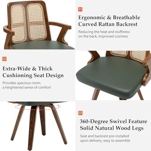 Walnut Dining Chairs - Swivel Rattan Dining Chairs with Bentwood Frame with E...