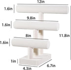 T-Bar Bracelet Holder Stand, Bracelet Jewelry Organizer Stand, Bangle Bracelet Watch Display for Selling, Scrunchie Hair Ties Jewelry Storage Rack for Women (3 tier beige)