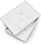 White PU Leather Jewelry Display Tray 24 Grids Pendant Earrings Necklace Organizer Display Showcase Jewelry Storage Tray