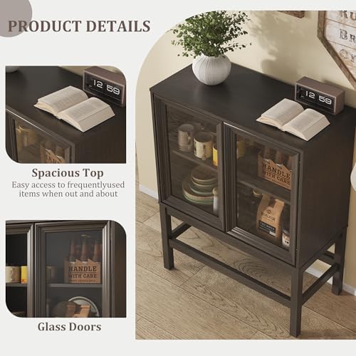 Sideboard Buffet Cabinet with Storage, Small Kitchen Coffee Wine Bar Cabinet ...