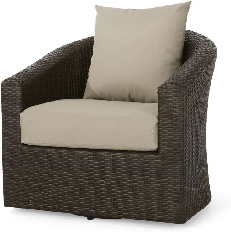 Saiveina Outdoor Aluminum Frame Wicker Swivel Chair (Old SKU N757P186009B)