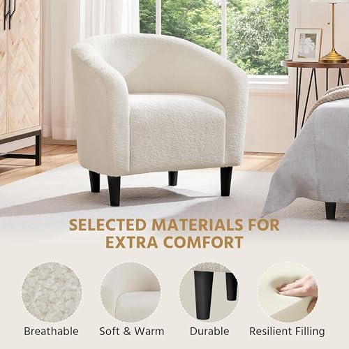 Yaheetech Compact Sherpa Accent Chairs Set of 2 for Small Spaces, Ivory | Com...