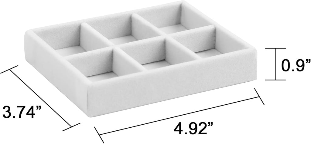 Frebeauty Small Jewelry Tray Set,Stackable Velvet Jewelry Organizer Tray,Mini Jewelry Drawer Organizer,Drawer Inserts,4.92 x 3.74 x 0.9 Inches,Earring Organizer for Women(Set 9,White)